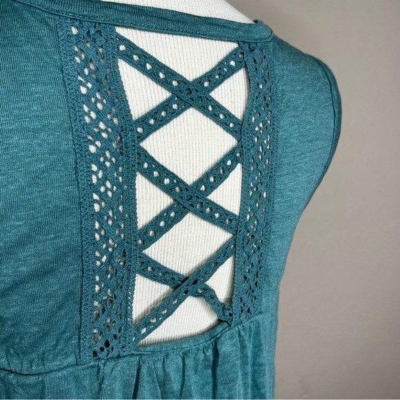 Cynthia Rowley teal/Blue Linen Tank Top - Picture 3 of 6